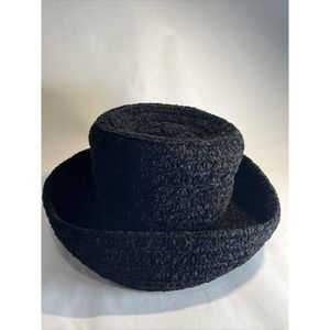 Vintage BETMAR New York Black Soft Chenille knitted Brimmed Hat EUC